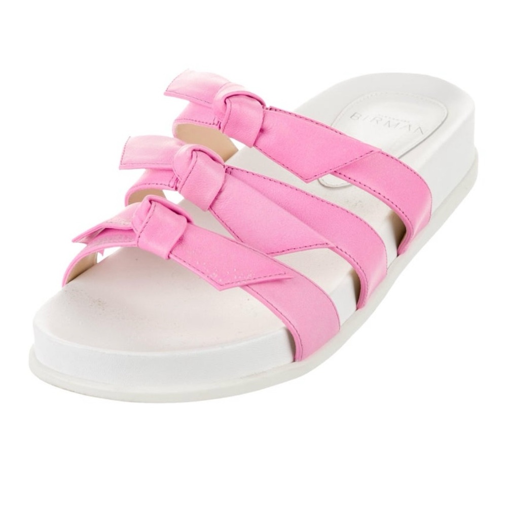 Nice pink and white leather slides! Size 6 in very good condition!